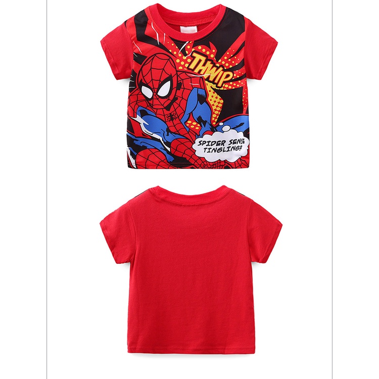 VOUCHER SHOPEE baju bayi karakter 1 sampai 7 tahun SUPERHERO SPIDERMAN BARU ANAK LAKI-LAKI LENGAN PENDEK T-SHIRT + CELANA PENDEK SET ANAK