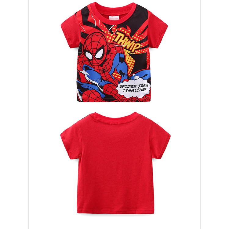 VOUCHER SHOPEE baju bayi karakter 1 sampai 7 tahun SUPERHERO SPIDERMAN BARU ANAK LAKI-LAKI LENGAN PENDEK T-SHIRT + CELANA PENDEK SET ANAK