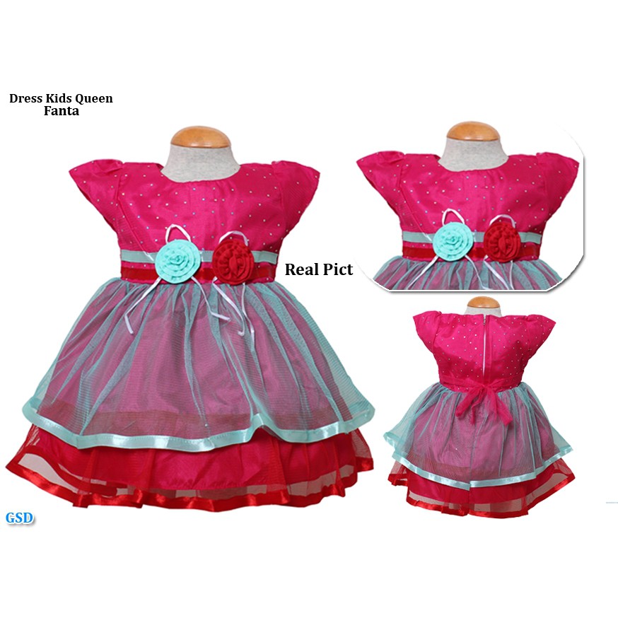 Dress kids Queen/terusan dress brukat motif pita/dress anak perempuan murah/casual dress anak trendy