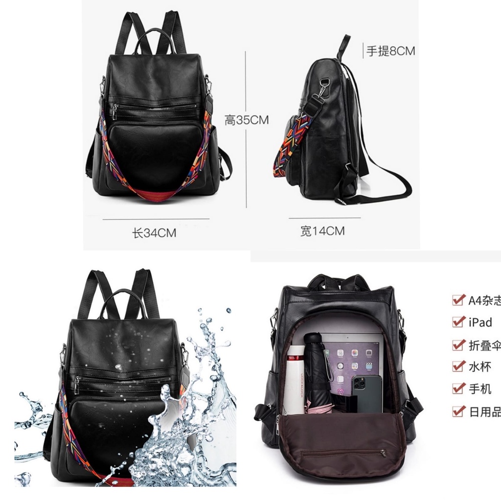 TAS RANSEL WANITA KOREA IMPORT VANCE KULIT HITAM KERJA TA583B5 BACKPACK CEWEK PUNGGUNG SEKOLAH KULIAH GENDONG MURAH BATAM REMAJA PREMIUM KEKINIAN