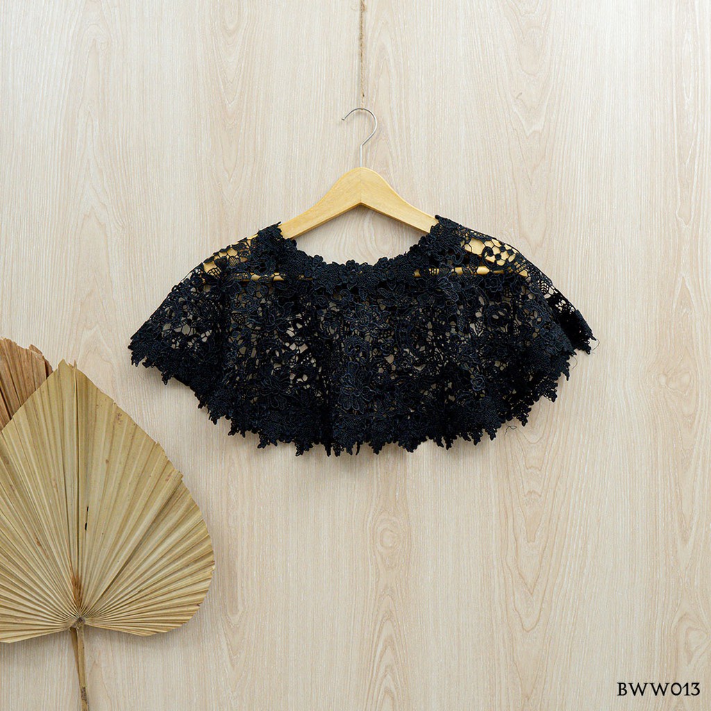 [BISA COD] BOLERO LACE KOREA AKSESORIS WEDDING PESTA OUTER HITAM  BWW013