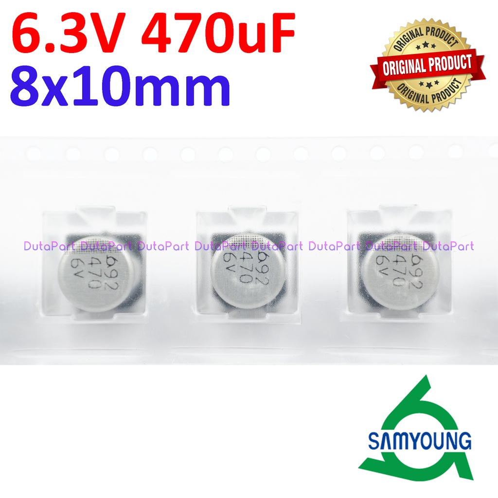 6.3V 470uF 8x10 mm SMD Aluminium Elco Capacitor Kapasitor Capasitor