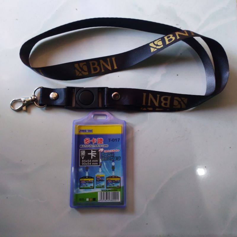 Tali id card / Lanyard BNI + HOLDER 2SISI + YOYO LOGO