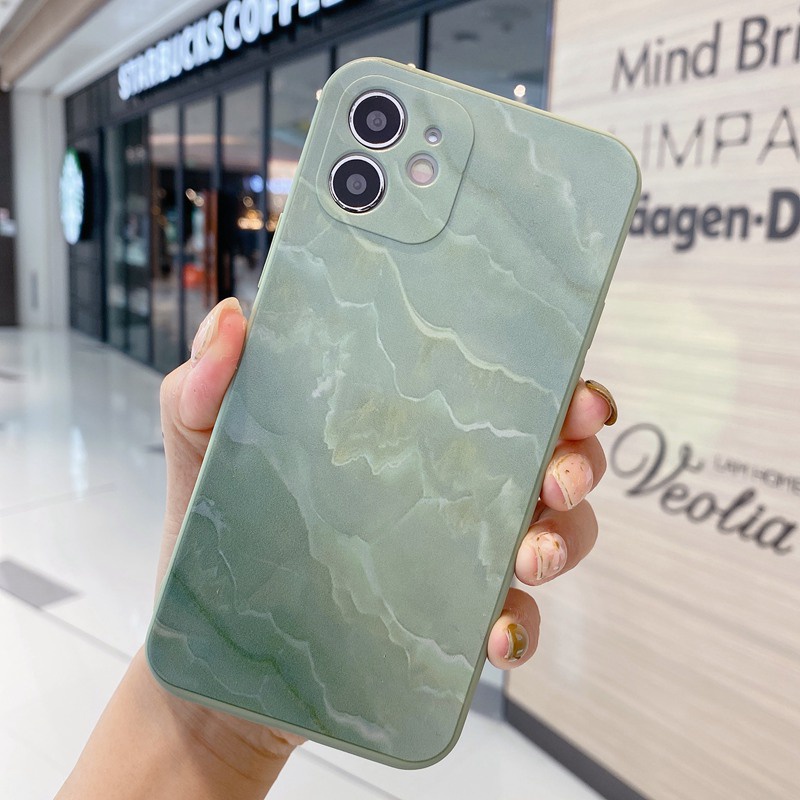 Purple & Green Marble Pattern Soft Case OPPO A57 A39 F1S F5 Youth A83 F11 F9 A52 A92 A92S A9 A5 A31 2020 A53 A33 A3S A7 A5S A12 K3 K5 Realme C1 X XT F1 Plus A11K A91 Reno 3 5 Reno4 F A15 A35 A15S A54 A74 A93 A16-Hijau