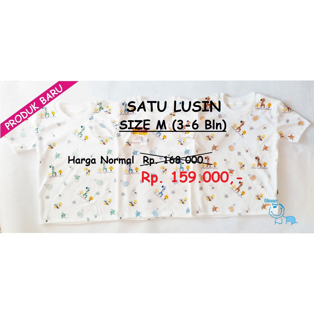 [PAKET SATU LUSIN] BAJU BAYI OBLONG PUTIH, SIZE M KUALITAS SNI