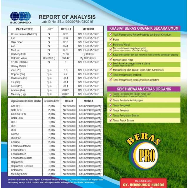 

Beras Sehat PRO 0% gula