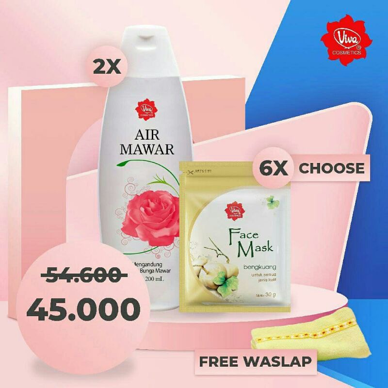 Paket 6 Face Mask 2 Air Mawar 200 ML Viva