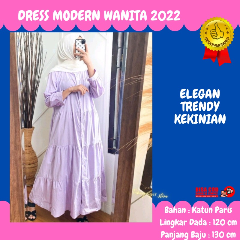 Dress Baju Wanita Muslim Muslimah Fashion Remaja Korea Style Juwita Long Dres Terbaru Kualitas Distr