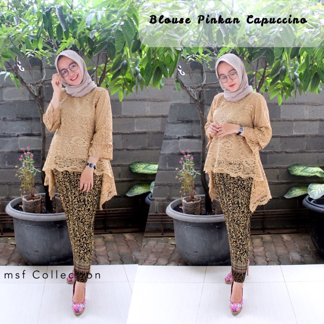 Blouse Pinkan Brukat Cappucino/ atasan kebaya