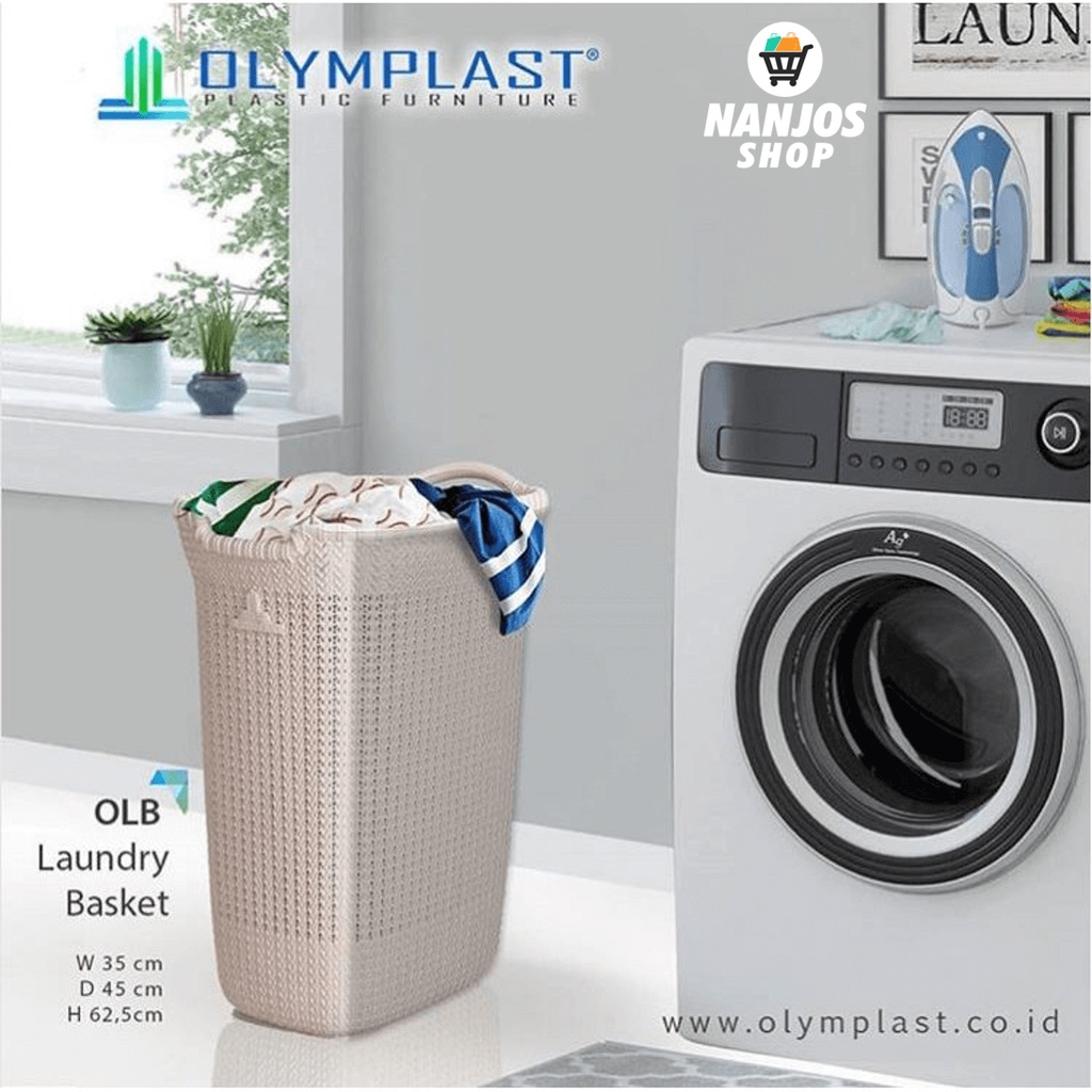 [FREE ONGKIR &amp; BISA COD] Olymplast - Keranjang Laundry / Cucian Baju Plastik Rotan Anyaman OLB