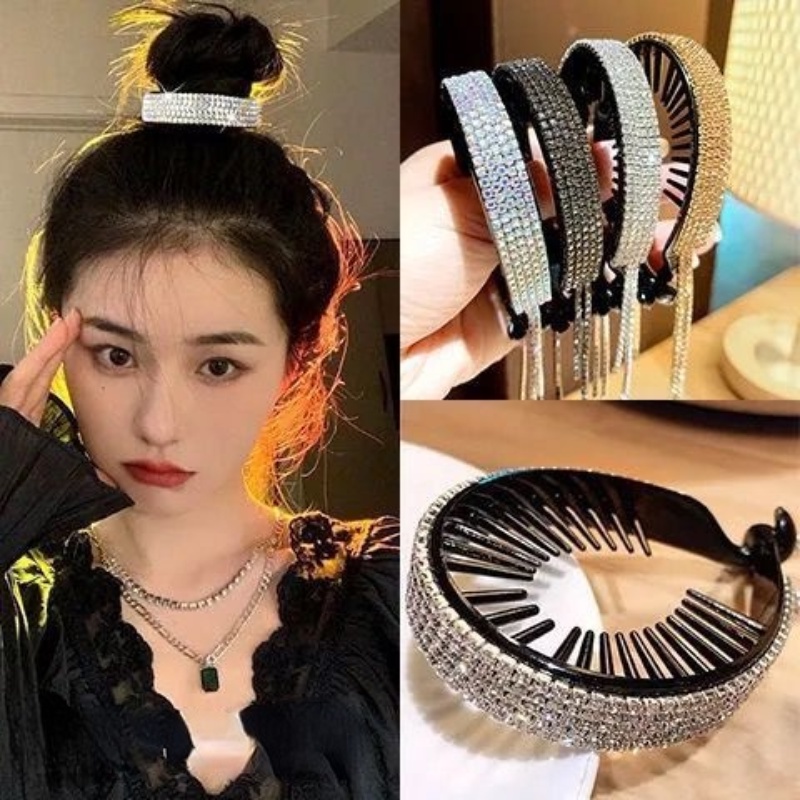 Klip Rambut Wanita Korea Fashion Berlian Imitasi Rumbai Jepit Rambut