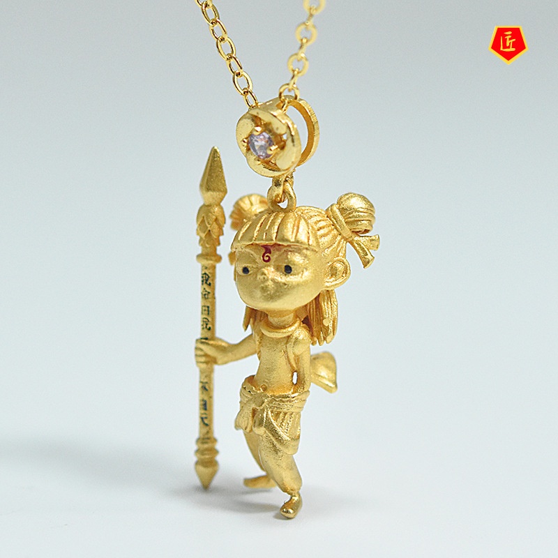 [Ready Stock]Nezha Gold Pendant Cartoon Cute All-Match