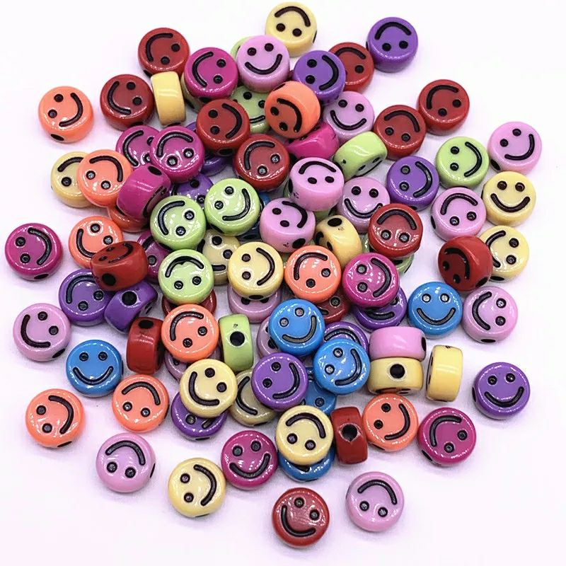 [ 35pcs] Manik Manik Smile Emoji Mute Senyum Bahan Membuat Gelang Bahan Meronce