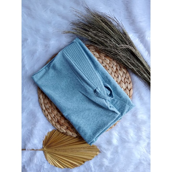 (AL-DHANS BERGO PED) HIJAB INSTAN BERGO PAD - JILBAB BERGO AD - JERSEY IRISH-Biru muda