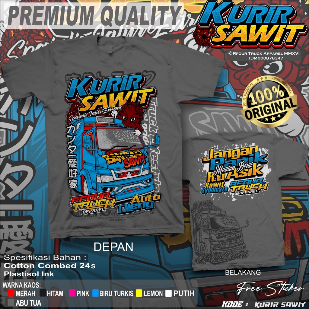 PROMO/OBRAL KILAT/BAJU KAOS TRUK KURIR SAWIT KAOS TRUCK SAWIT KAOS TRUCK OLENG BAJU KAOS TRUCK OLENG KAOS TRUCK MANIA KAOS GAMBAR TRUCK SAWIT  KAOS TRUCK BANDAR SAWIT ORIGINAL RFOUR TERBARU COTTON COMBED 24S SABLON PLASTISOL