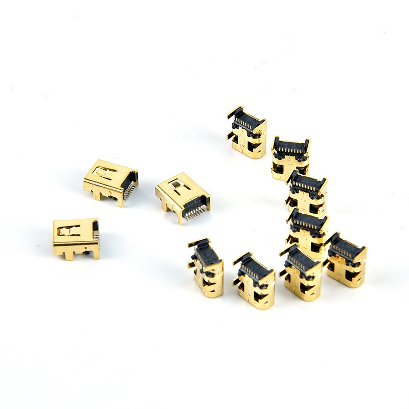 10pcs / 100pcs Konektor Soket Jack Female Mini Usb 8 Pin Untuk Pcb Smt