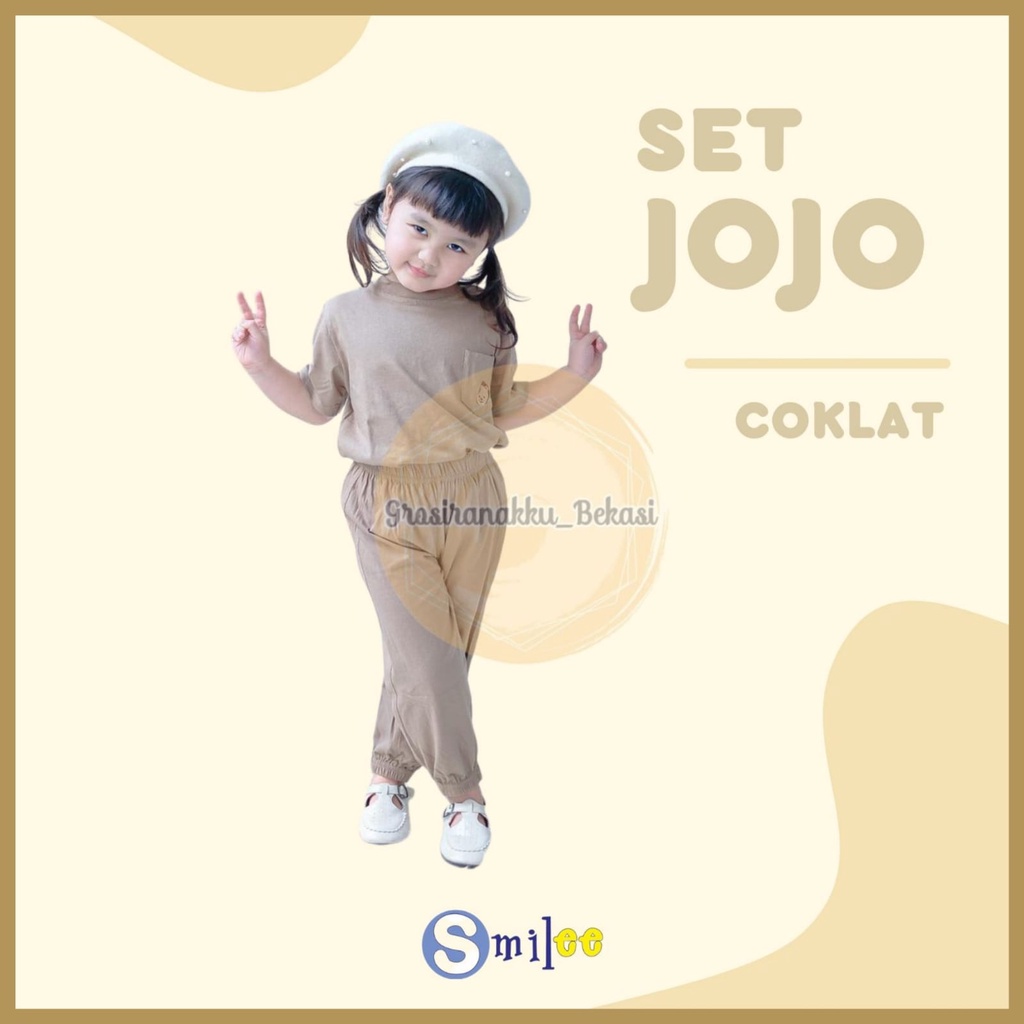 Setelan Anak Unisex Smilee Jojo Warna Coklat  Size 1-5Tahun