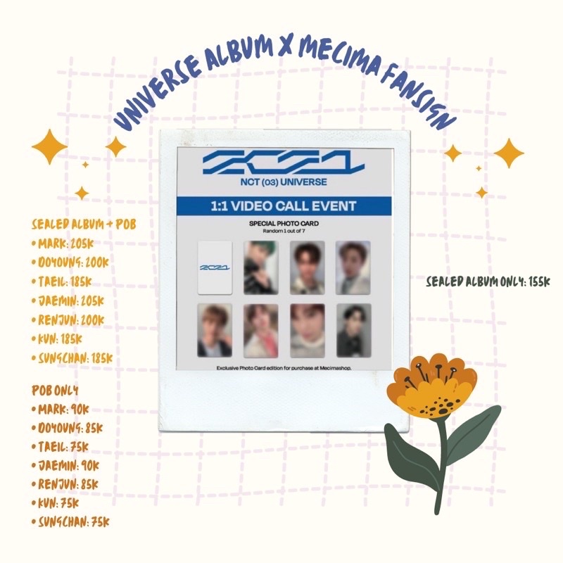 (PELUNASAN BATCH 2) Sealed NCT 2021 UNIVERSE Album x Mecima MCP Fansign + POB Mark, Doyoung, Taeil, 