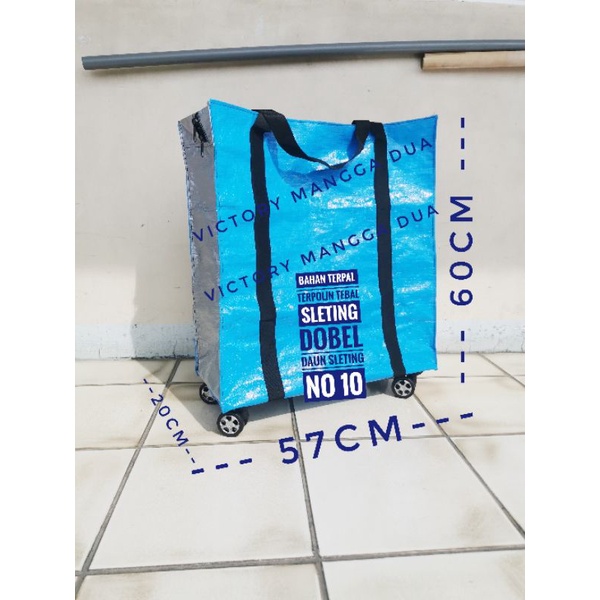 Jual Tas Roda Terpal Plastik Travel Troli Trolley Belanja Waterproof Kuat Kg Super Kuat Alas