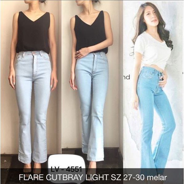 CELANA JEANS WANITA HW CUTBRAY FLARE