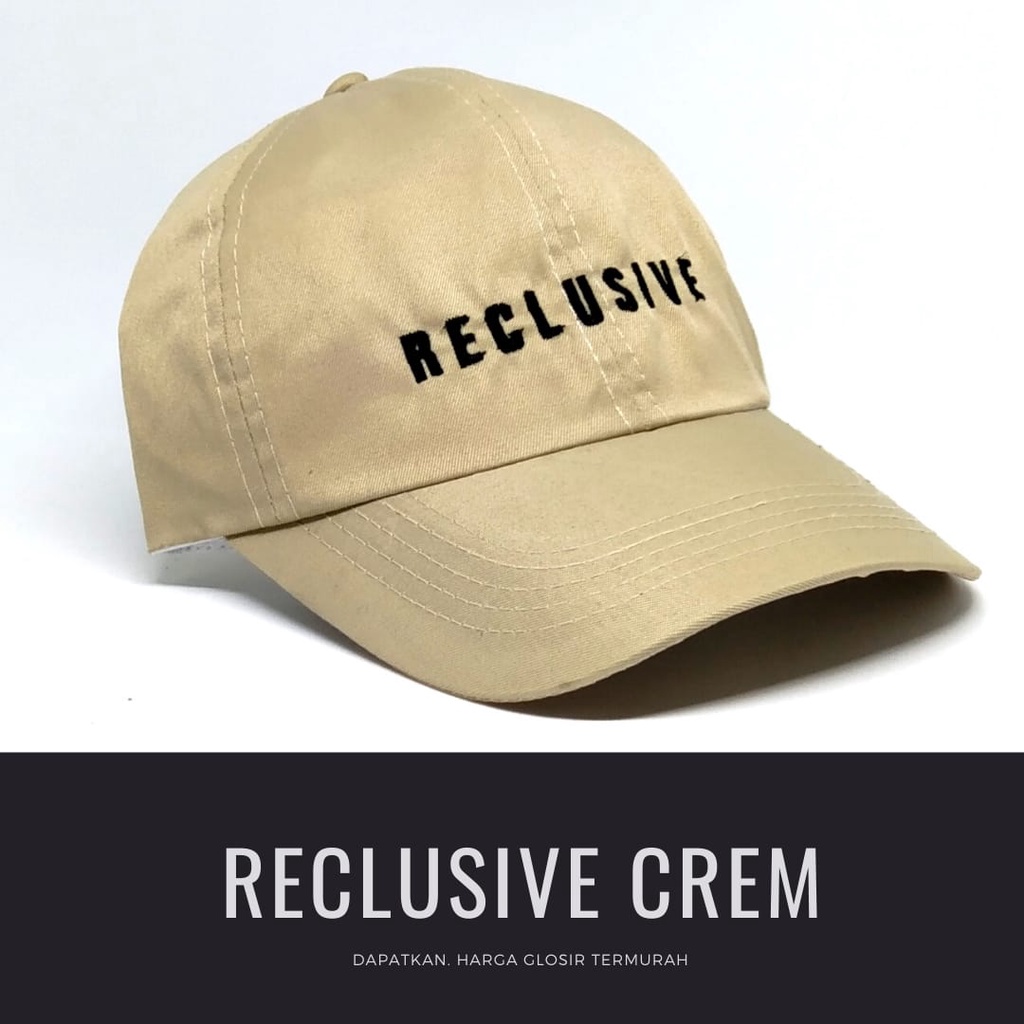 Termurah Topi baseball / garis tiga / challange / reclusive / kaktus / smile / pesawat kertas / yours / brotosaurus dino / daun kecil rasta / pohon kelapa  ring premium dan pertamax pria wanita kpop korea-Reclusive crem