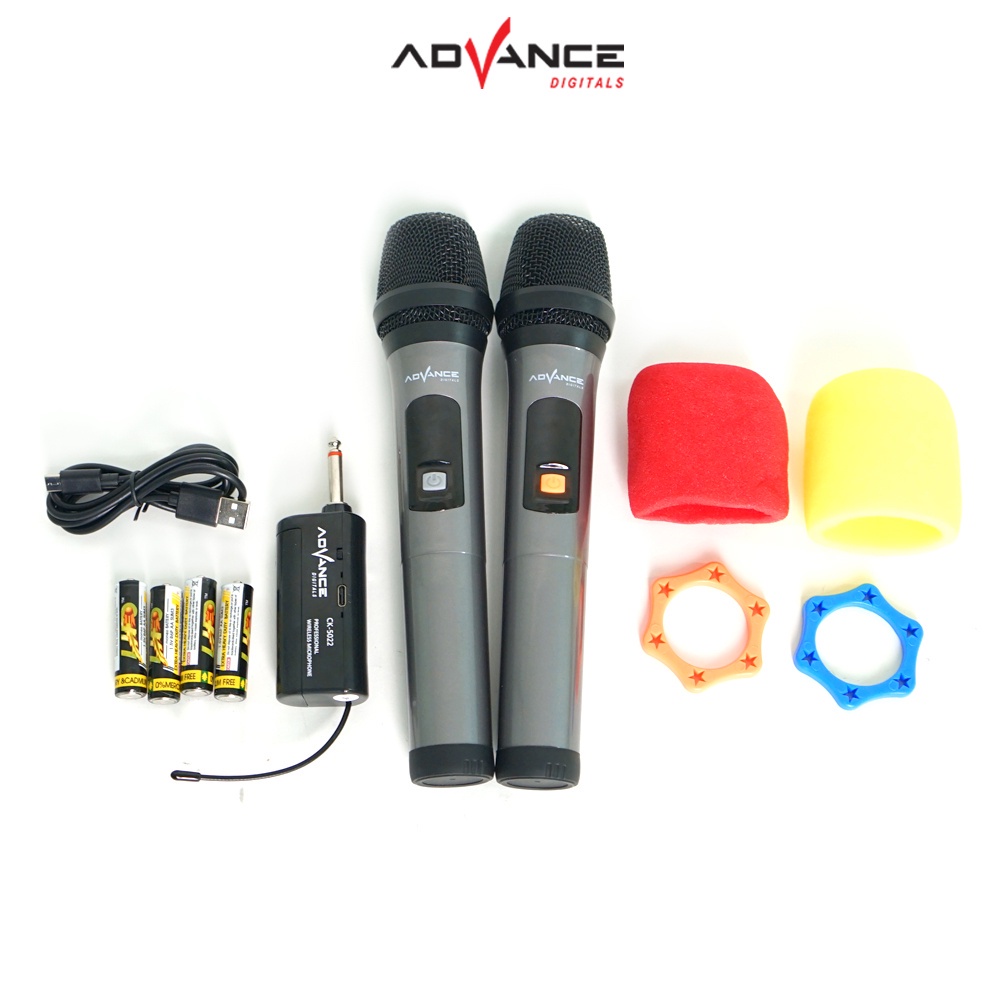 Double Mic Wireless Profesional Microphone tanpa kabel Advance CK-5022 (isi 2 mic) | Advance Mic Ck 5022 Microphone Profesional Wireless Dual 2 Mic Duet Keren | FMS