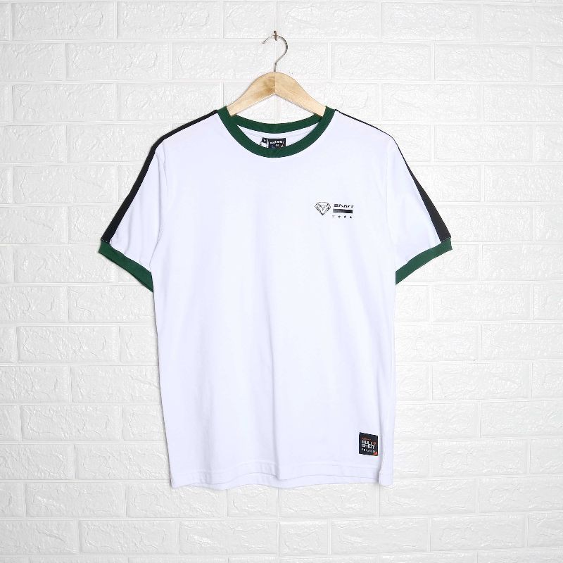 KAOS DISTRO REGULER PUTIH GARIS HIJAU,HITAM PRIA/WANITA