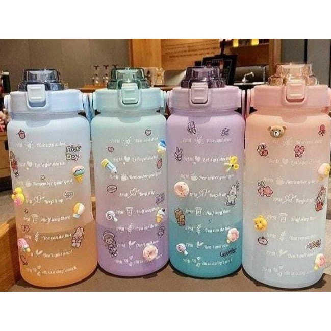 Rainbow Pastel straw bottle 2L 2000 ml BPA Free quifit botol anak flip ---Termurah---