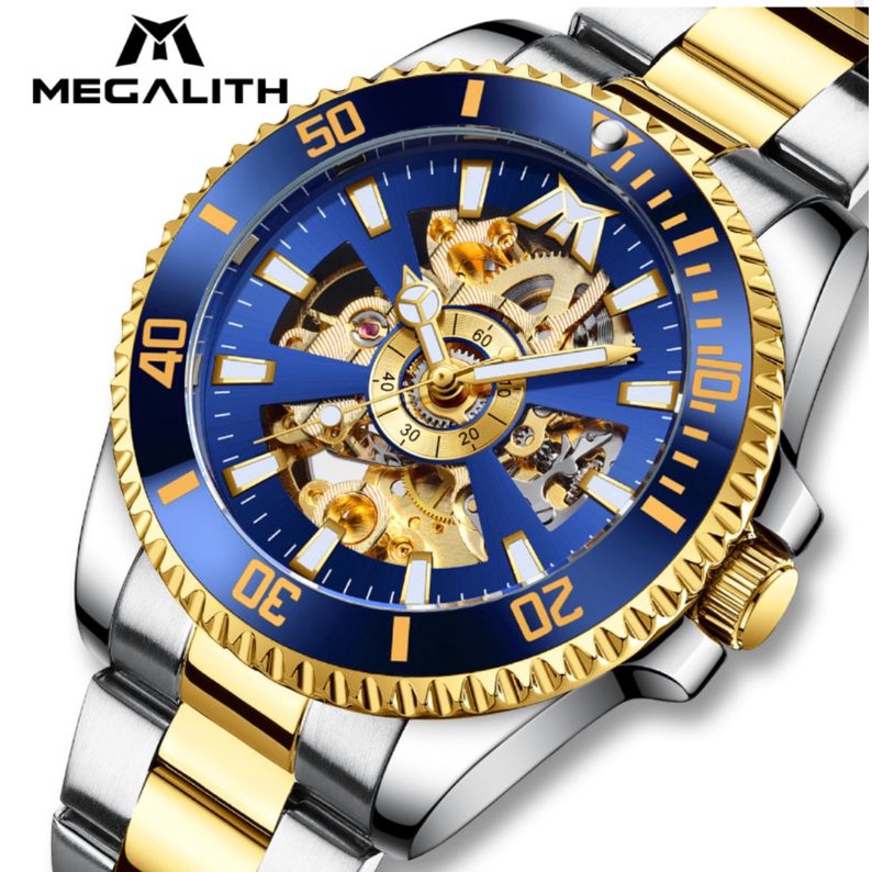MEGALITH Jam Tangan Pria Mechanical Automatic Stainless Steel