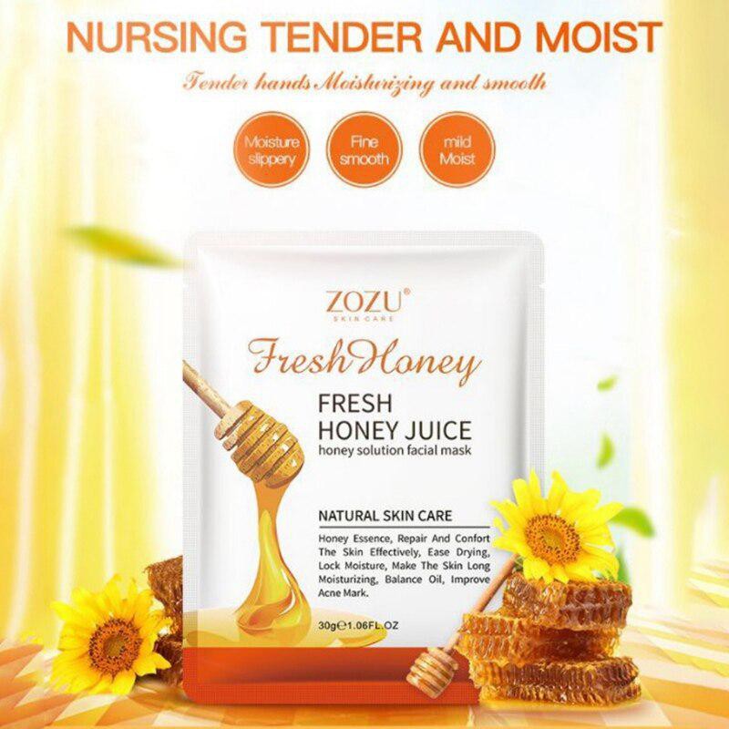 Zozu Fresh Aloe Vera Honey Juice Sheet Mask Masker Zozu Ekstrak Aloevera Honey Madu Facial Mask