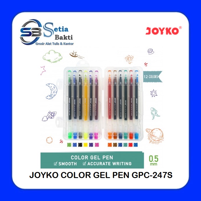 

Pulpen JOYKO 12 Colors Gel Pen 0.5 mm GPC-247S - 1 Pak