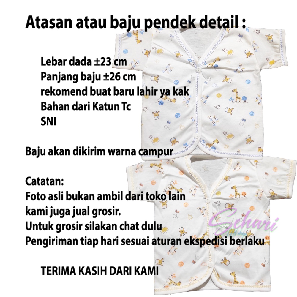 6 pcs atasan pendek bayi /BAJU PENDEK BAYI SNI