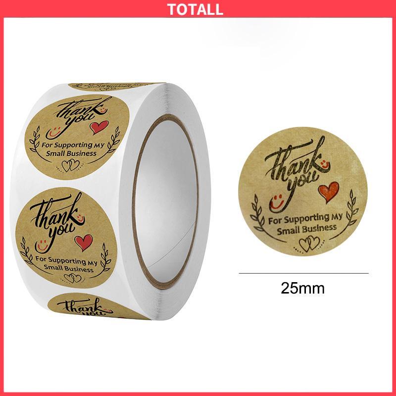 COD Terima Kasih Kertas Kraft Bulat Stiker Roll Stiker Cinta Amplop Dekorasi Pernikahan-Totall