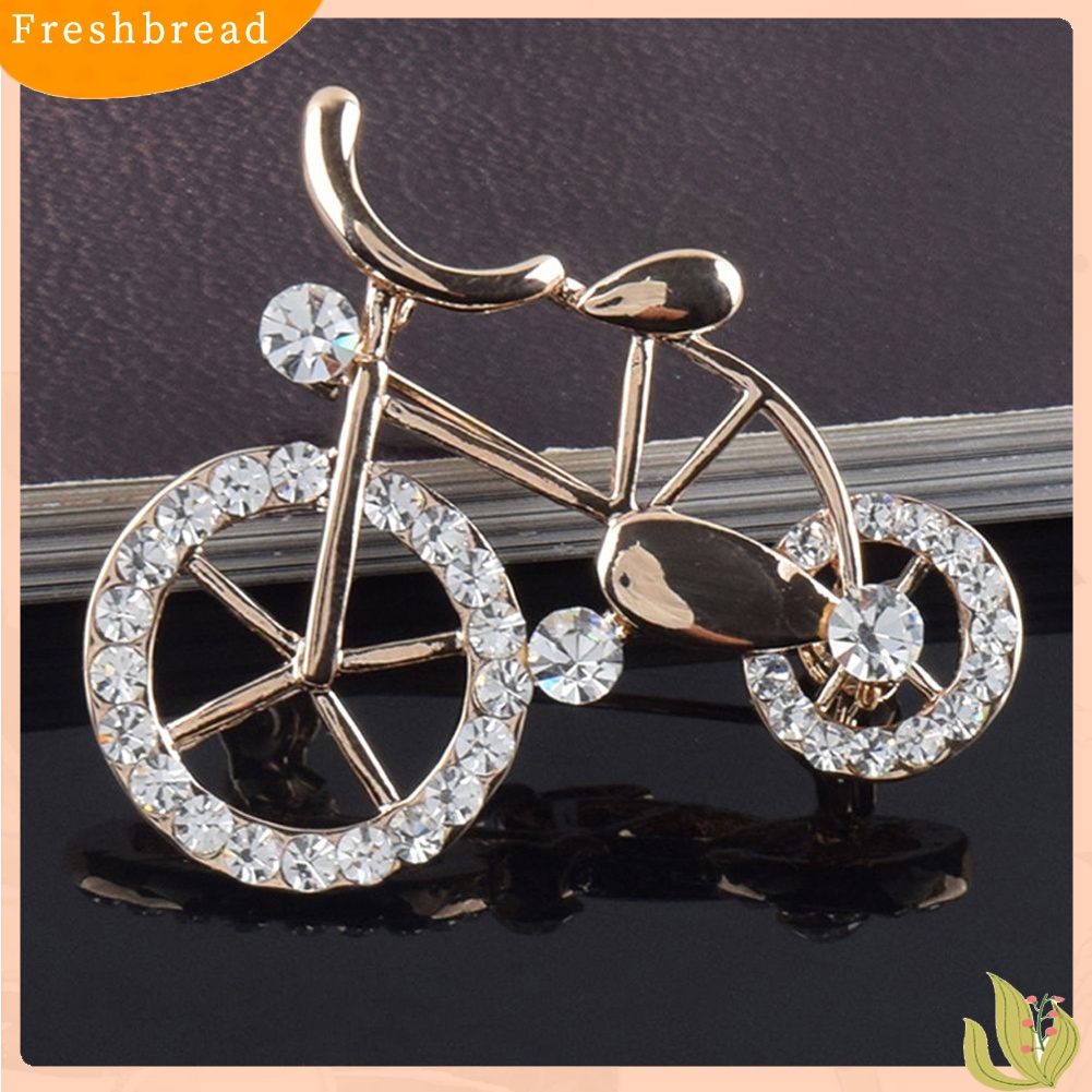 [ TERLARIS]Fashion Alloy Rhinestone Inlaid Bicycle Brooch Pin Badge Decor Jewelry Gift