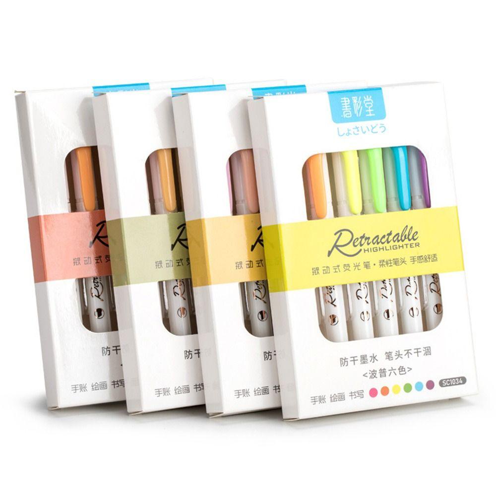 Nanas 6PCS /Set Stabilo Pen Set Warna Permen Kreatif Alat Tulis Menggambar Graffiti Alat Tulis Color Pen