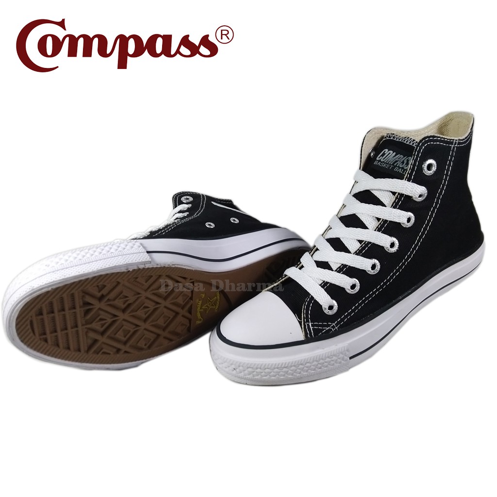  Sepatu  Compass  Alecio 056 Hi Hitam Putih Ukuran 37 43 