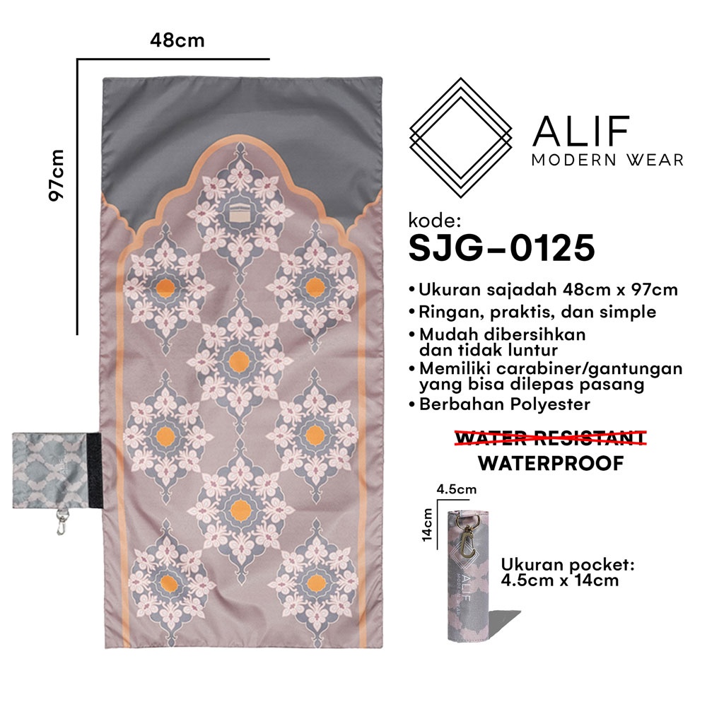 ALIF SAJADAH GENGGAM TRAVEL / SAKU / PORTABLE / WATERPROOF ( ALIF MODERN WEAR SJG-0125 )