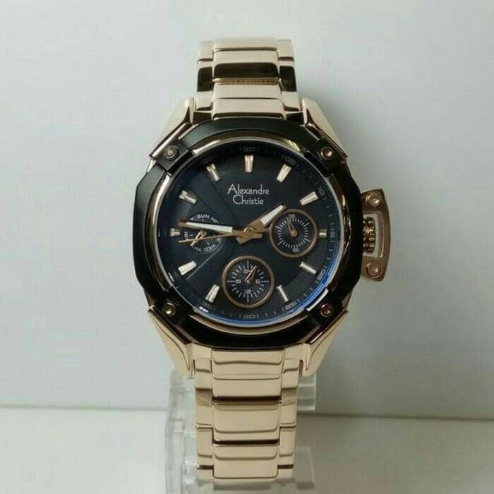 ALEXANDRE CHRISTIE WATCH AC 6225 WANITA GOLD BLACK ORIGINAL
