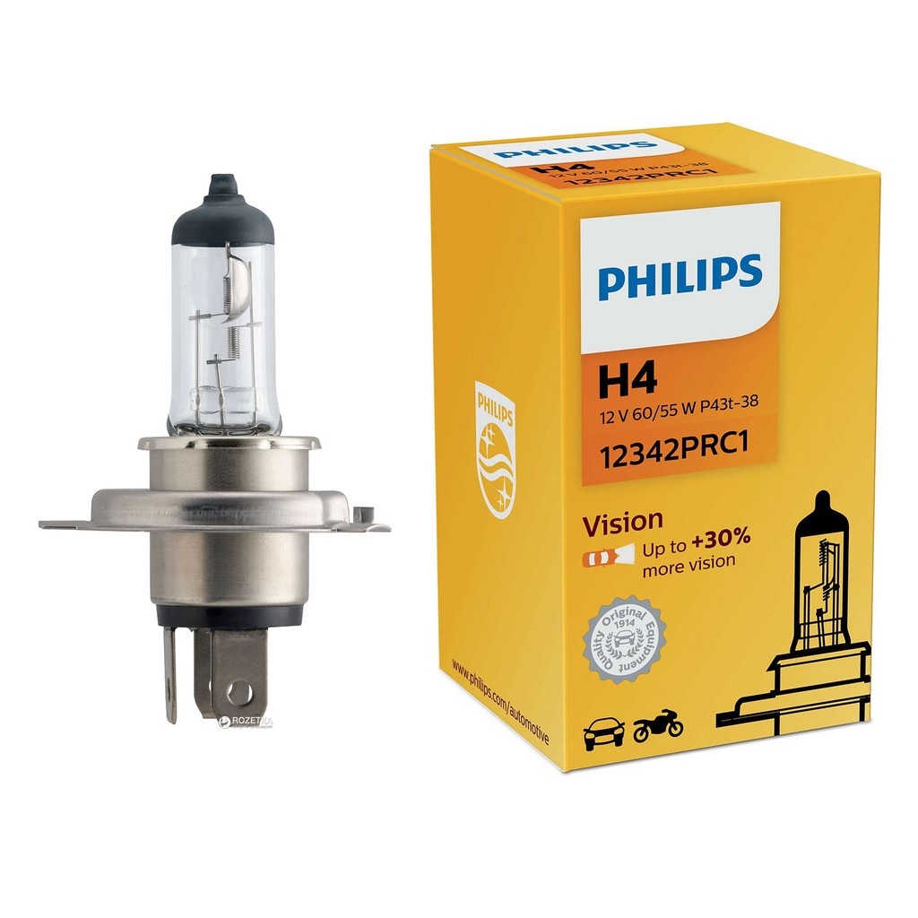 Philips H4 Vision Headlighting Lamp 30% Light. 