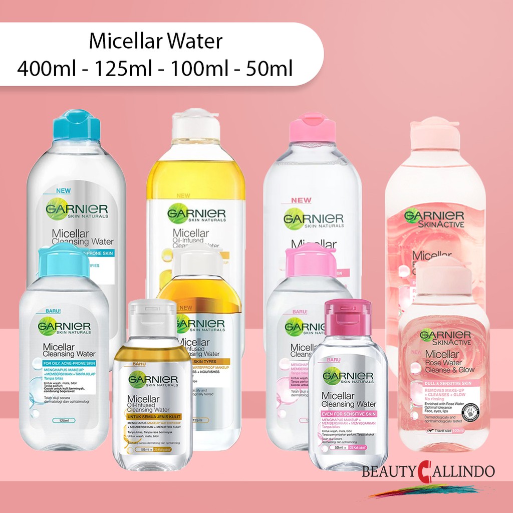 GARNIER MICELLAR WATER  PINK BLUE BIPHASE ROSE 100ML |125ML |50ML | 400ML