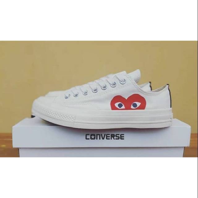 Sepatu Converse Play Fullwhite Putih Sneakers Casual Import Premium Vietnam Kado Hadiah Ultah