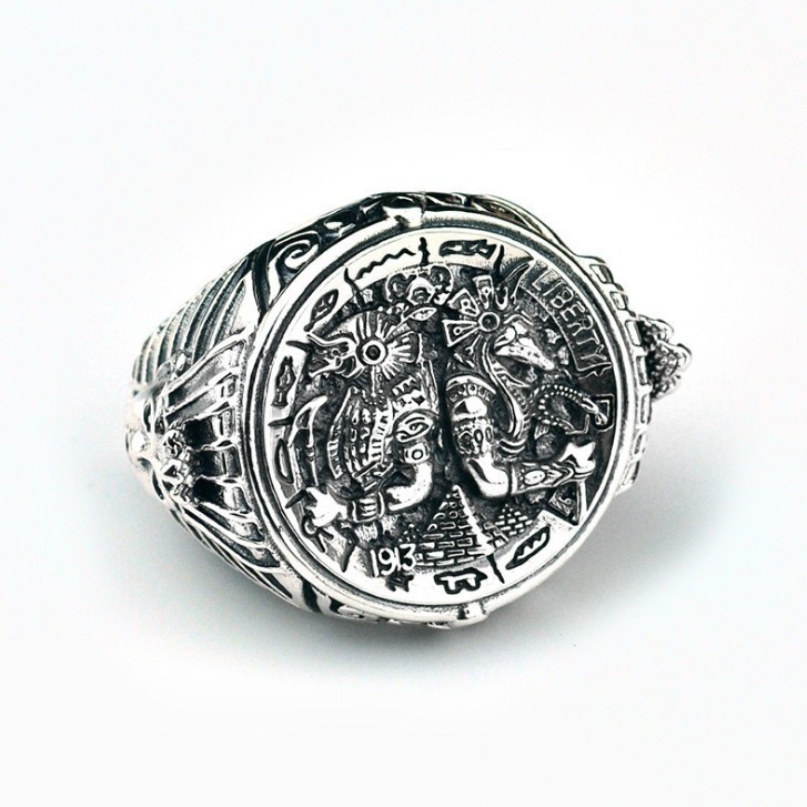 Cincin Firaun Mesir Kuno / Malaikat pelindung vintage Anubis cincin / Cincin jimat stainless steel