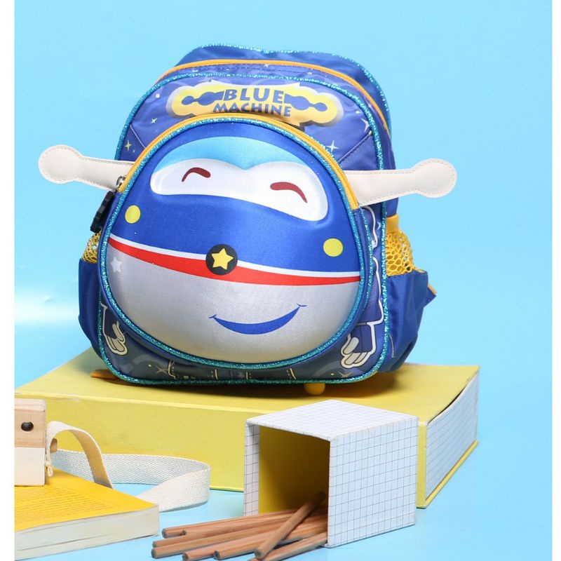 Tas ransel anak cowok merek original / official Little v buat PG / TK.tas anak day pack blue machine