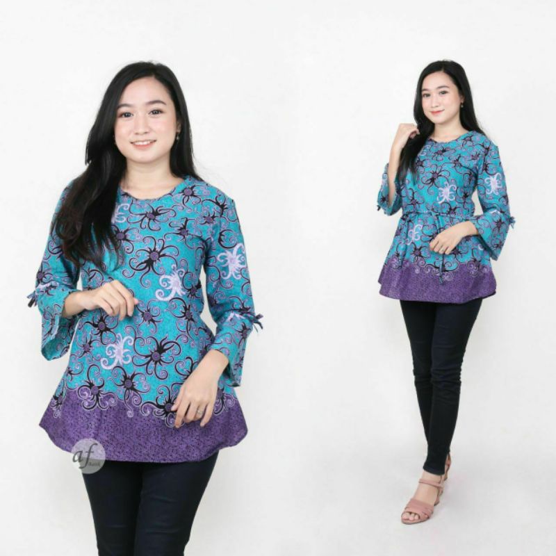 COD - Bayar Ditempat - Blouse Batik Couple Atasan Batik Wanita Blus Batik Cendrawasih Blarak Kipas-BL Cumi