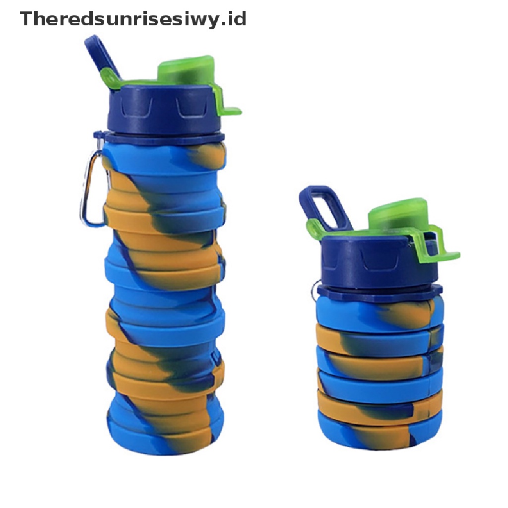 # Alat Rumah Tangga # Botol Air Minum Lipat Portable 500ml Bahan Silikon Dengan Tutup Untuk Travel / Camping / Outdoor