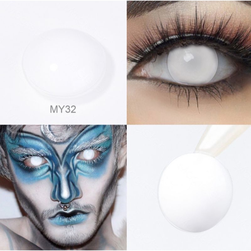 SOFTLENS PUTIH FULL COSPLAY HANTU HALLOWEEN ORIGINAL IMPORT FREE LENSCASE