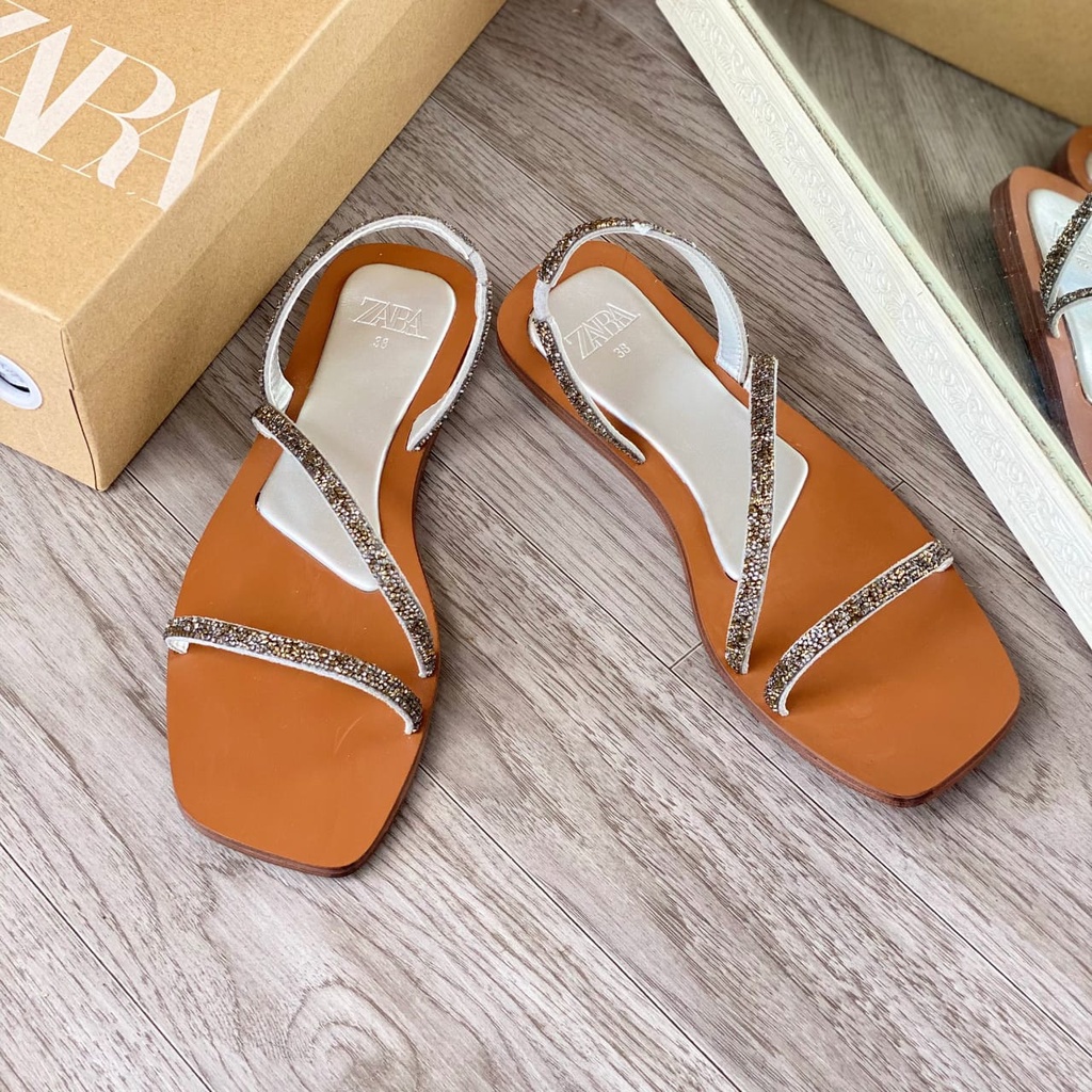 SANDAL WANITA ZS-3347 FLAT SANDALS WITH SHINY