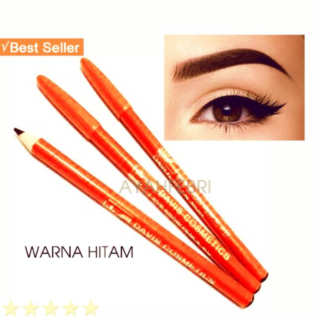 Pensil Alis Davis Cosmetics Eye Brow Pencil 401 Hitam Coklat