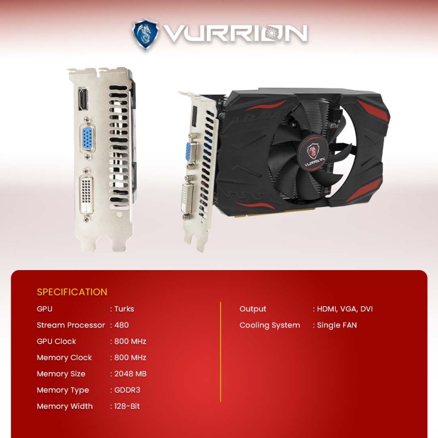 VGA VURRION RADEON HD 7670 2GB DDR3 128BIT GAMING