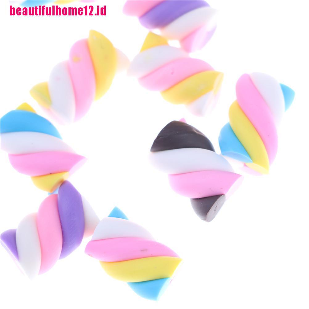 【beautifulhome12.id】10pcs/lot Resin Kawaii Resin Cake Resin Marshmallow DIY Resin Craft Decoration